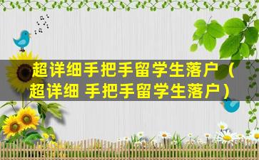超详细手把手留学生落户（超详细 手把手留学生落户）